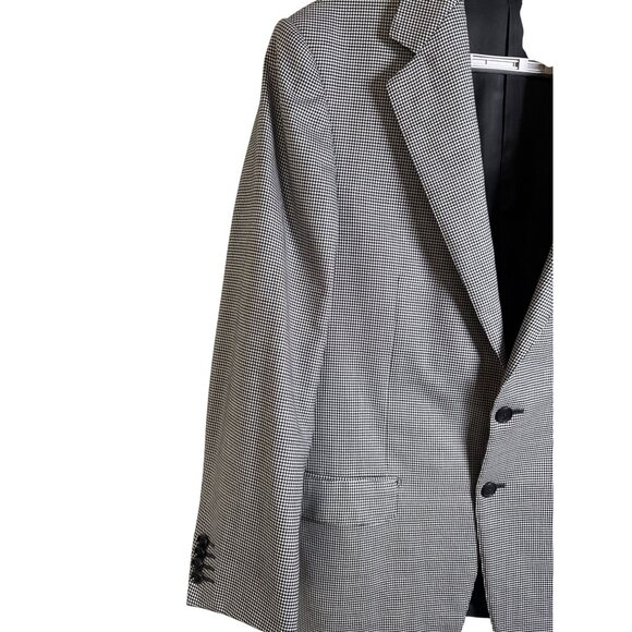 Ermenegildo Zegna Men's Wool Herringbone Black‎ White Blazer Luxury Jacket 50 - Picture 4 of 13